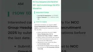 NCC Group Headquarters Cuttack Recruitment 2025|NCC Group Headquarters Cuttack Vecancy 2025 #shorts