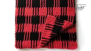 Crochet Buffalo Plaid Blanket  | EASY | The Crochet Crowd