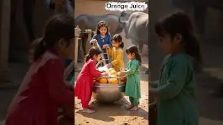 Tiny Village Girls Make GIANT Orange Juice 🍊✨ Punjabi Village Mini Chefs #cooking