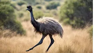 Emu is real running wonder of wildlife - Emu bird with chicks in forest