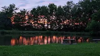 Relaxing Red Sunset on Pond, Live Nature Sounds