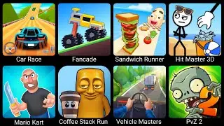 Car Race, Fancade, Sandwich Runner, Hit Master 3D, Mario Kart, Coffee Stack Run,ehicle Masters,PvZ 2