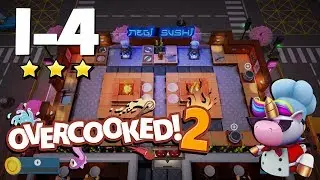 Overcooked! 2: Level 1-4 - 3 Stars Single Player!
