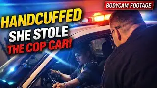 Handcuffed Suspects Steal Police Cars &mdash; Bodycam Footage