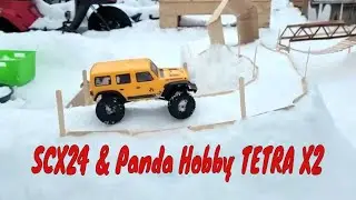 Micro Crawler Course in the Snow SCX24 and Panda Hobby Tetra x2