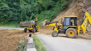Two jcb 3dx super clearing landslide