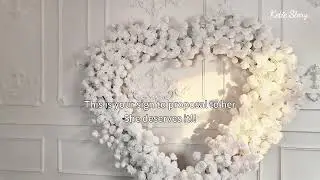 Flower Arch 8x8ft 5D Heart Shaped White Roses Floral Fabric Backdrop Proposal Wedding Party Decor