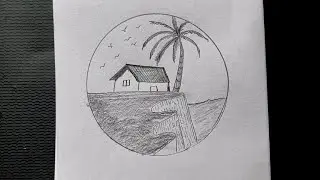 Easy circle scenery drawing || Beautiful nature drawing tutorial||pencil sketch drawing step by step