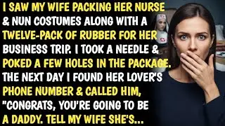 I SAW MY WIFE PACKING HER NURSE & NUN COSTUMES ALONG WITH A TWELVE-PACK OF RUBBER FOR HER BUSINESS 