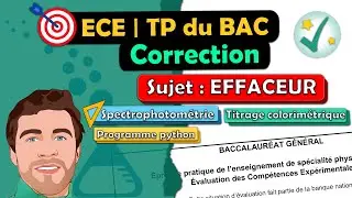 Correction ✅ TP de BAC - ECE 🎯 Physique chimie - Titrage colorim&eacute;trique Absorbance | Lyc&eacute;e Terminale