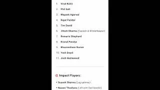 RCB probable player 11 for RCB VS PBKS 🗿#shorts