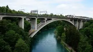 Duo ICs 2000/2020 + Re460 begegnen sich auf dem Bahnviadukt im Bern