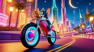 Tom and Jerry Night City Bike Ride 🌙🚲 | Rainy Day Fun Cartoon Poem for Kids | Bedtime Story