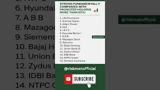 Fundamentally Strong Companies 2025 | High Promoter Holding Companies Shares | Best Stocks