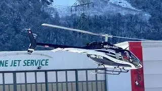 Bell 505 Jet Ranger HB-ZYN Heli Alps takeoff Sion airport Valais Switzerland 19.01.2023