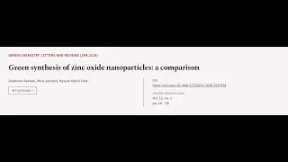 Green synthesis of zinc oxide nanoparticles: a comparison | RTCL.TV