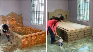 We Built a Bed Using Bricks! Final Result Will Shock You 😳 #DIY #CementCraft #HomeIdea