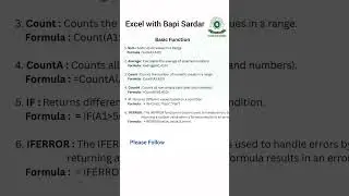 Microsoft Excel important Formula's | #exceltips #sumfunction #average #count #IFfunction #IFERROR