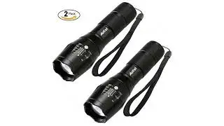 Must See Review 2017! 2Pcs Tactical Flashlight Water Resistant Military Grade Tac Light with 5 Mo..