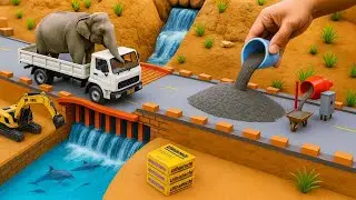 DIY Mini Tractor Bridge Build & Sudden Collapse | mini construction tech toy creator