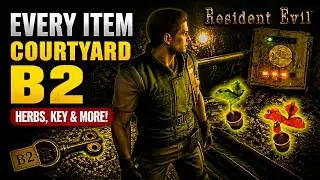 Resident Evil (Playstation 4) | Part 40: Every Item in Courtyard B2 (Herbs, Key & More)