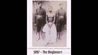 The Ologbosere of Benin Kingdom awaiting execution by the British in 1899.