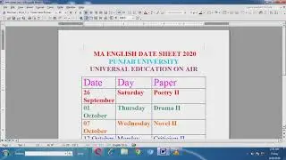 MA English date sheet 2020