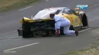 Ferrari Challenge Crash 24 Stunden Le Mans 2011 &Uuml;berschlag