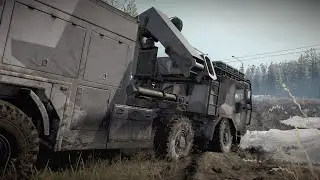 TATRA FORCE T815-7 (8x8) камуфляж тяжёлый кран-манипулятор эвакуатор (часть 6) разворот через кювет