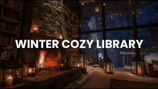 Cozy Christmas Library Fireplace Ambience 🔥 Relaxing Winter Vibes for Sleep & Study