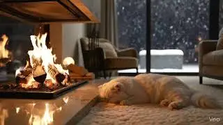 Relaxation from the fireplace in the cozy house during winter. Relaxing ASMR for sleep