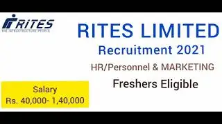 RITES Junior Manager HR & Marketing Recruitment 2021 | Freshers can apply