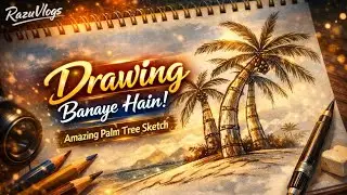 Palm Tree Drawing ✍️ | Drawing Banaye Hain 😍 | Easy & Realistic Sketch Tutorial | RazuVlogs