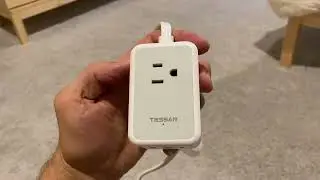 Small Flat Plug Power Strip, TESSAN Ultra Thin Extension Cord, Easily add power behind dressers, bed