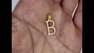14K Yellow Gold 0.20ctw Diamond Mini Letter Initial Pendant (B)