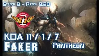 SKT T1 Faker PANTHEON vs AKALI Mid - Patch 9.20 EUW Ranked