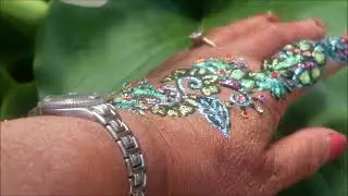 Sky Blue Mendhi Art Glitter & Jewels