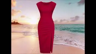 IHOT 2025 Women's Mock Neck Side Slit Ruched Bodycon Cocktail Party Wedding Guest Midi Dress