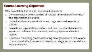 Cross-Cultural Management Course Part 1