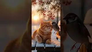 Relaxing Piano & Cute Cat and Bird  | Someone Beside You Starting a Nice Day | For Focus & Work