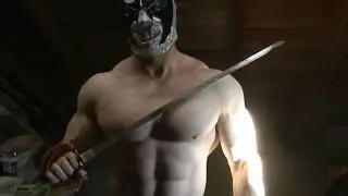 Most muscular ninja erver flexing with katana sword   Muscle Ninja Art HIGH