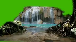 Green screen spring in forest.Green screen beautiful scenery nearby spring.#greenscreen