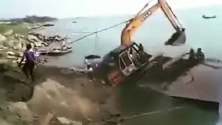 The sinking of a large excavator