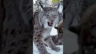 Lynx Mother Saves Her Baby from a Wolf Attack #LynxMother#LynxBaby#WolfAttack