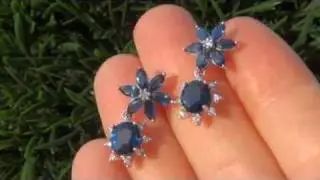VINTAGE Sapphire & Diamond Earrings - Solid 14K Gold - Jewelry Liquidation