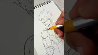 Drawing Vegeta ✨Doms BrushPen ✨#shorts #dragonball #youtubeshorts