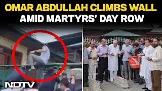 Omar Abdullah News | Omar Abdullah Climbs Kashmir Memorial Gate Amid Martyrs' Day Row