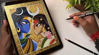 Lord Shiva Parvati Drawing,  Shivratri Drawing,  Abstract Art,  Outline Tutorial 😍