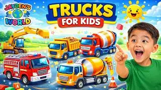 Learn Trucks 🚚 | 10 Different Trucks with Uses | Kids Learning