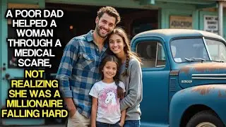 A Poor Dad Helped A Woman Through A Medical Scare, Not Realizing She Was A Millionaire Falling Hard
